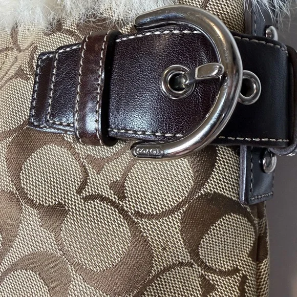 LOW START FOR SHOW! Vintage Coach Y2K with fur shoulder bag - Picture 4 of 11
